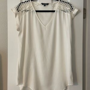 Express Ivory Lace and Lattice Gramercy Top